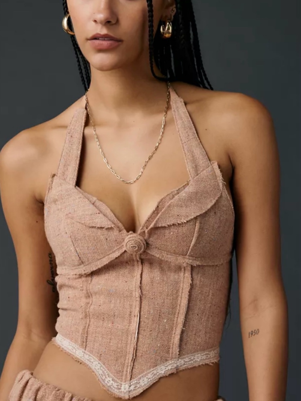 Zemeta New York Blush Me Textured Halter Corset Top